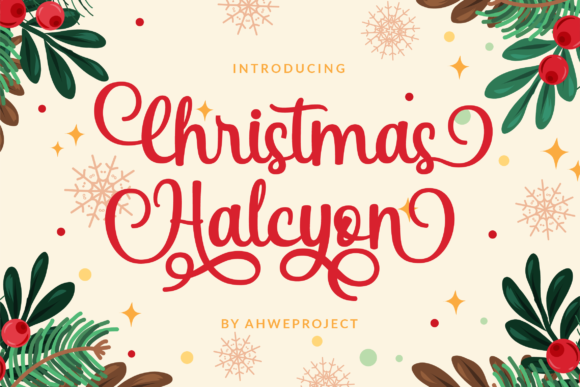 Christmas Halcyon: A Handwritten Font for Editorial Elegance